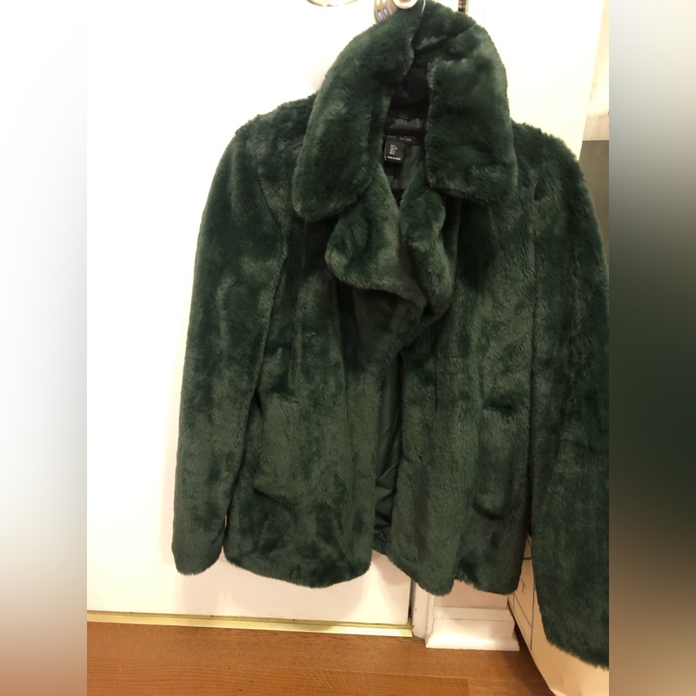 Rachel Zoe Forest Green Faux Fur Jacket